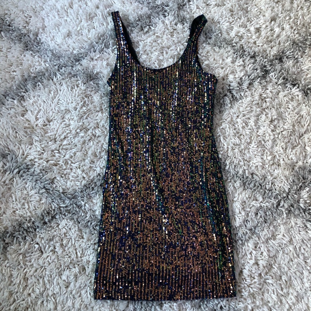 Topshop bodycon dress w/ multicolored sequins